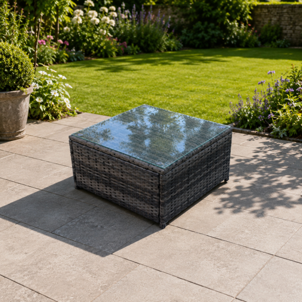 Fimous Square Rattan Coffee Table - Dark Grey Mixed