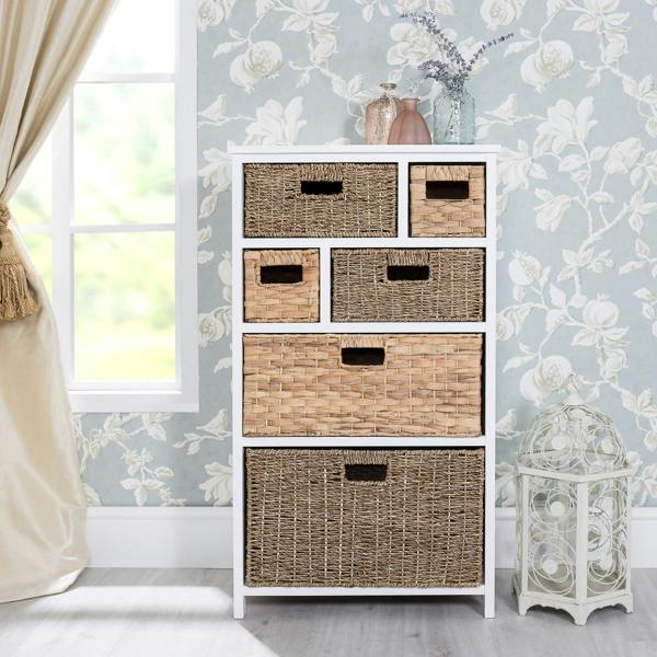 Statement Furniture Tetbury 6 Drawer White Storage Unit with Baskets Assembled