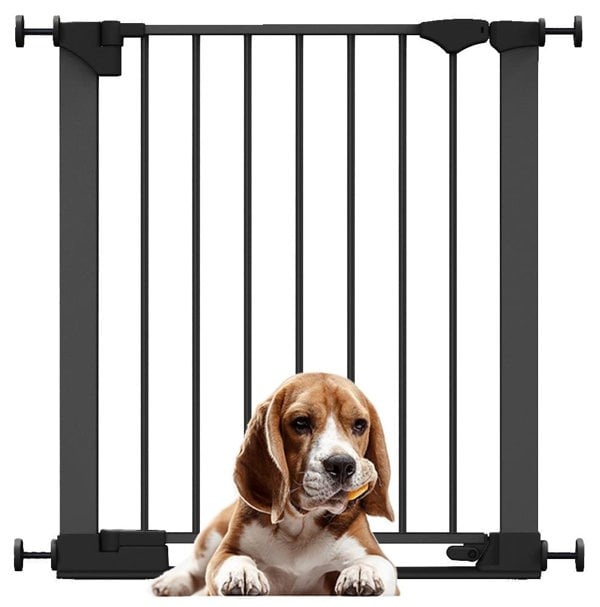 Bettacare SafeStep Dog Gate, Black, 68cm - 75cm, Extra Low Walkthrough, Pressure Fit Safety Gate, Pet Gate for Stairs and Doors