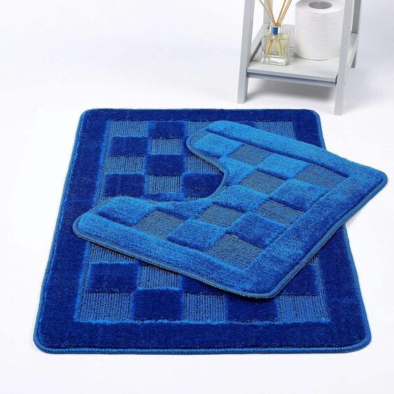 Night Zone Square Bath Mat – Soft Absorbent Non-Slip Bathroom Rug - Royal Blue