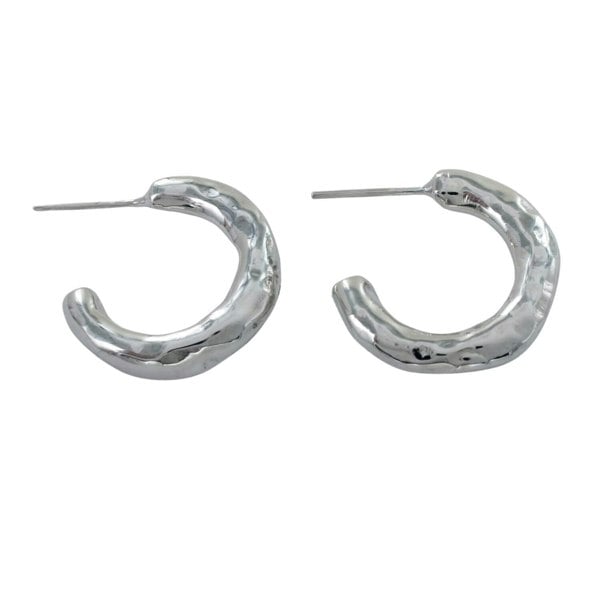 Orbit Hoop Earrings Hammered - Reeves & Reeves