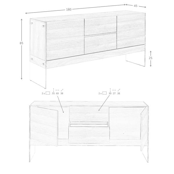 Angel Cerdá Sideboard Walnut and Tempered Glass 3062