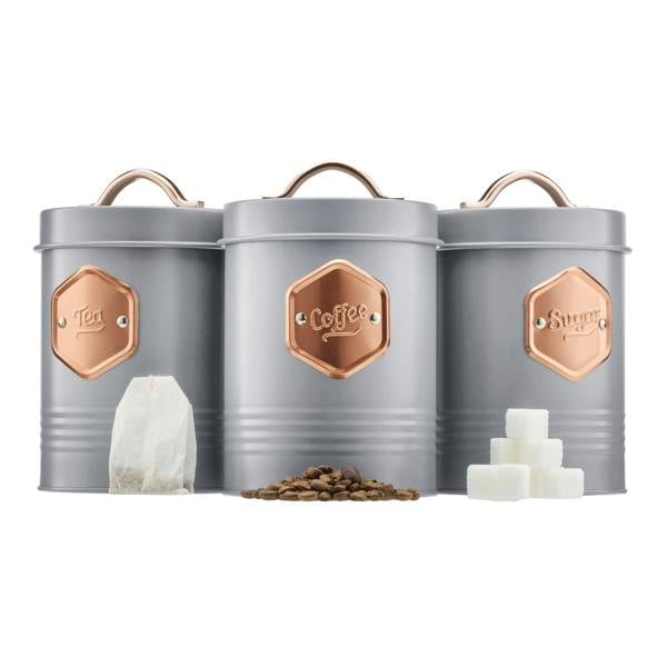 Cooks Professional 3 Piece Kitchen Storage Set | Grey / Copper