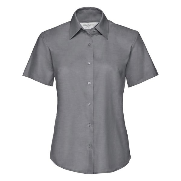 Russell Collection Women's Oxford Short-Sleeved Shirt - Silver