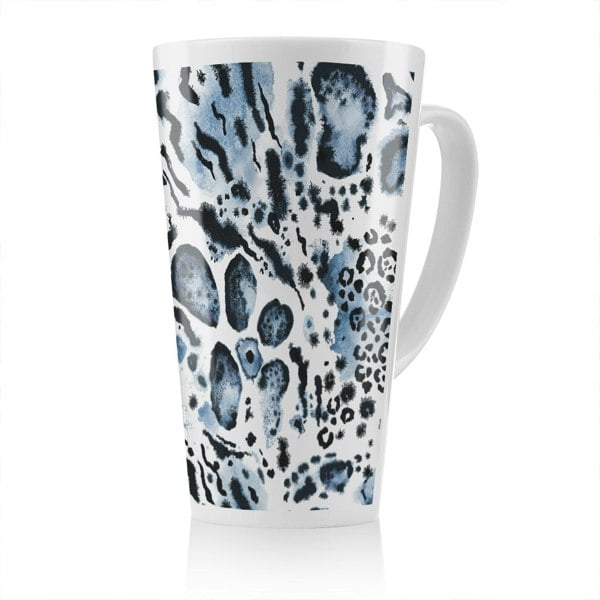 Benjamin Tate Design Blue Leopard Print Latte Mug