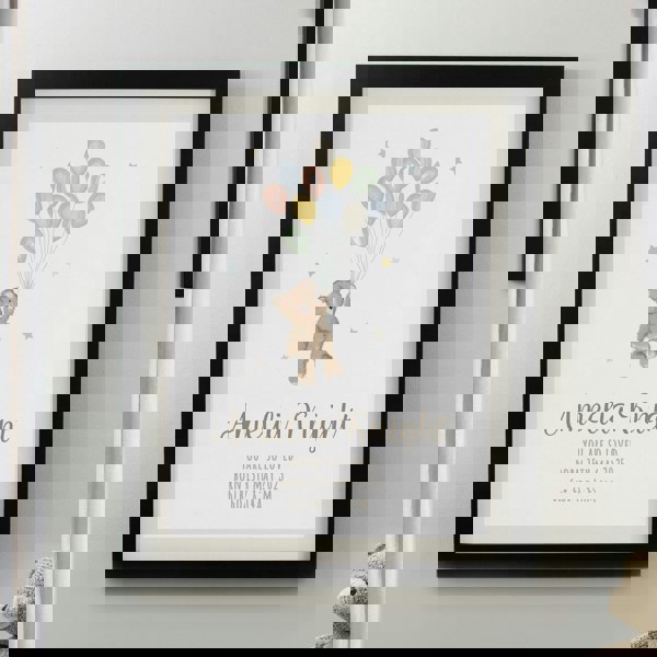 Personalised Memento Company Personalised Teddy Balloon Black Poster Frame