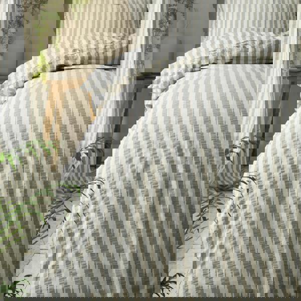 Pineapple Elephant Cotton Rich Woven Stripe Duvet Cover Set Grey