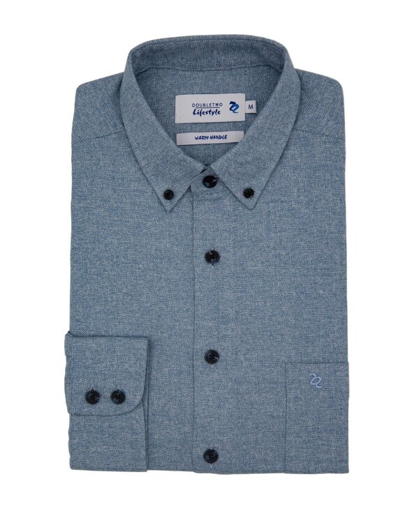 Blue Warm Handle Button Down Collar Casual Shirt