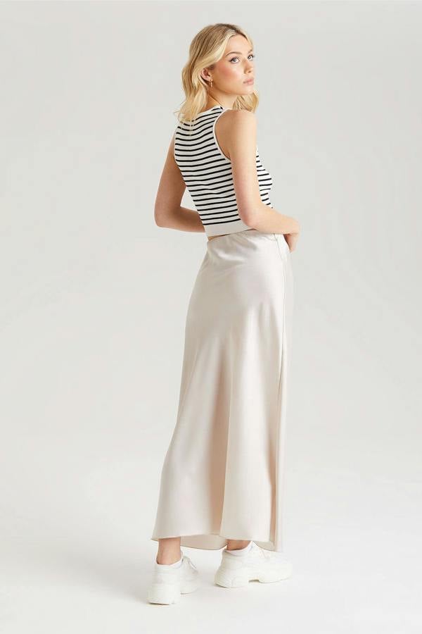 Urban Bliss Champagne Satin Maxi Skirt
