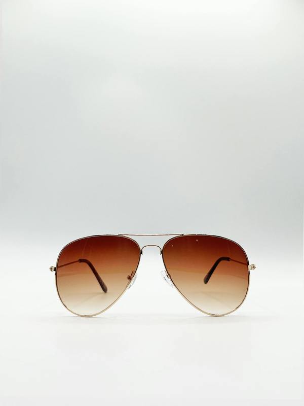 Classic Pilot Gold Aviator Sunglasses - svnx