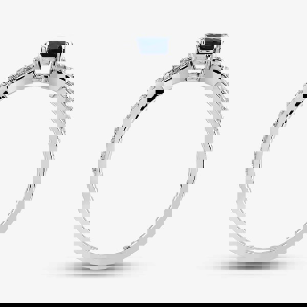 T. H. Baker 9ct White Gold Sapphire & Diamond Crossover Ring OJR1703-BS