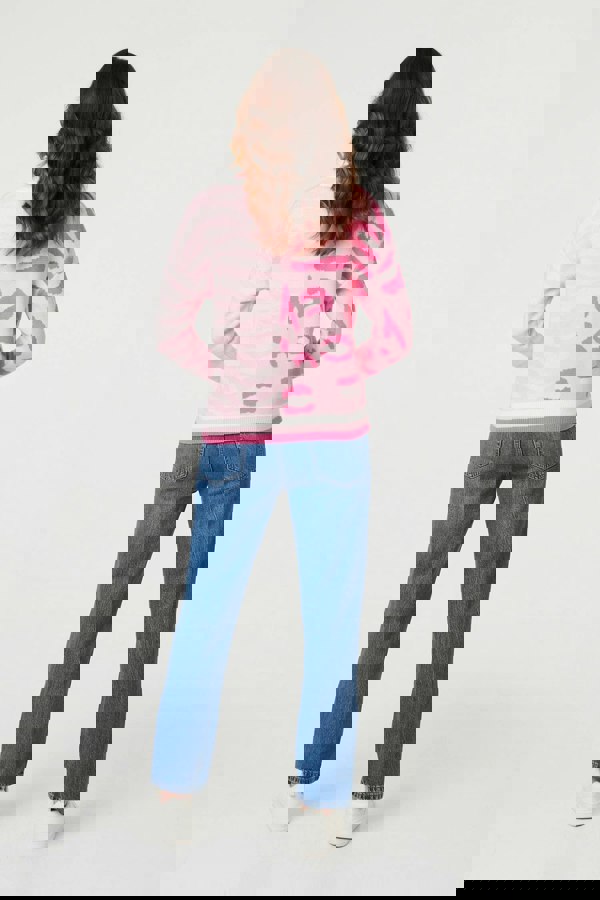 Pink | Animal Print Long Sleeve V-Neck Jumper
