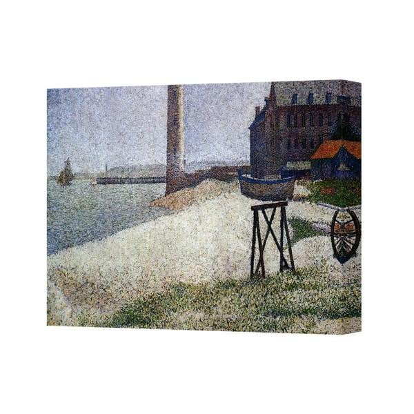 Benjamin Tate Design Lighthouse Beach Scene Canvas Print Seaside Village Impressionist Art
