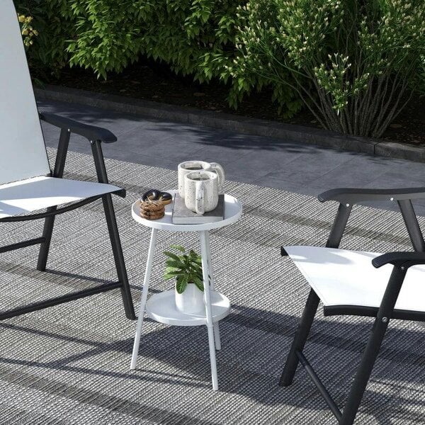 Bobobiy Two-Tier Metal Garden Table - White