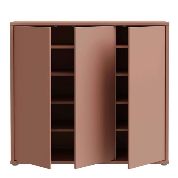 Furniture To Go Alice Springs Shoe Cabinet with 3 Doors Push-to-Open in Terracotta
