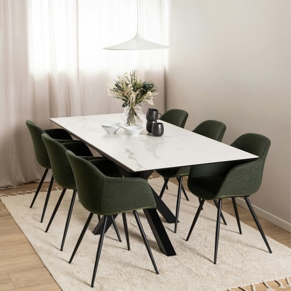 Furniture To Go Heaven Extendable Dining Table with Ceramic White Top 168cm