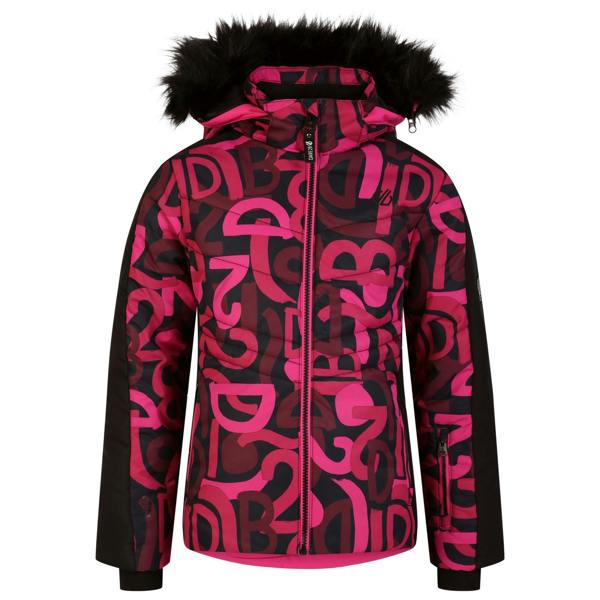 Dare 2B Girls Ding Graffiti Ski Jacket - Pure Pink/Black - 