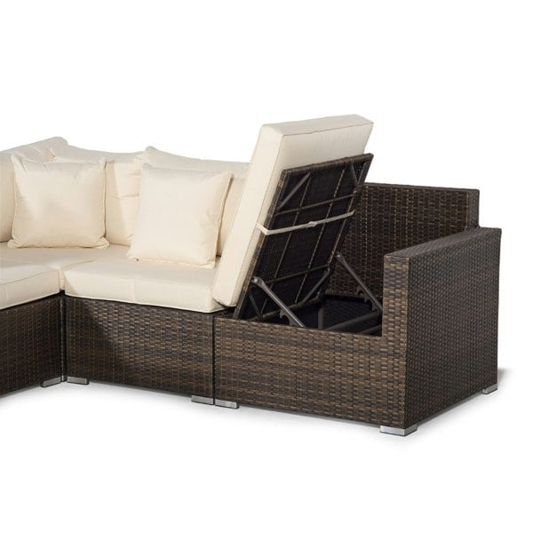Giardino Havana 5 Seat Rattan Corner Sofa Set with Ice Bucket Coffee Table