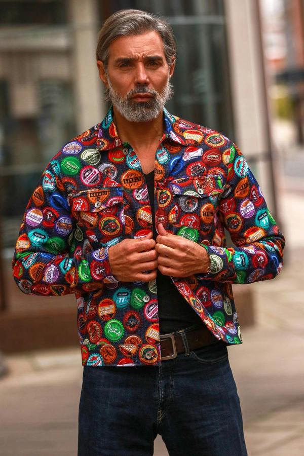 BOTTLE CAP SHACKET - Premium Men's Patterned Shirt by Claudio Lugli | Bold Design, Tailored Fit, Best Printed Shirts