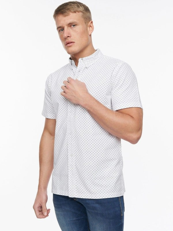Bewley & Ritch Haltom Short Sleeve Shirt White/Navy Print