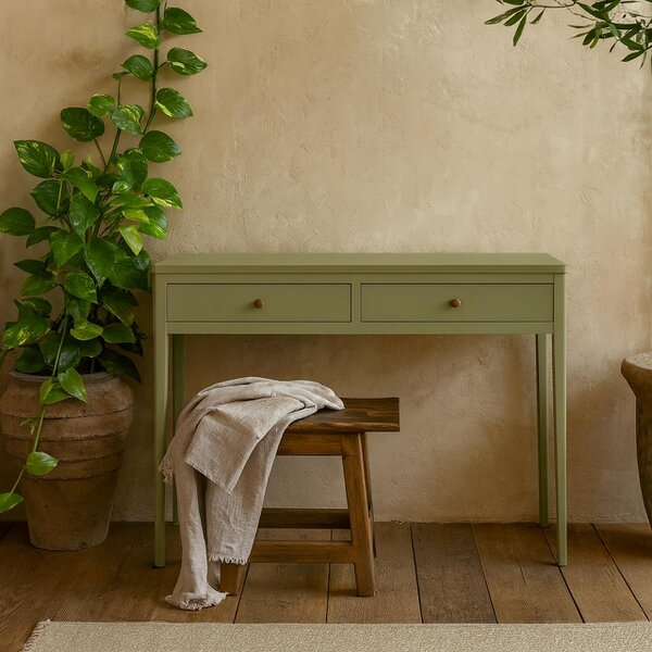 Wyld Haus Maragogi Sage Green Wood Grain Two Drawer Desk