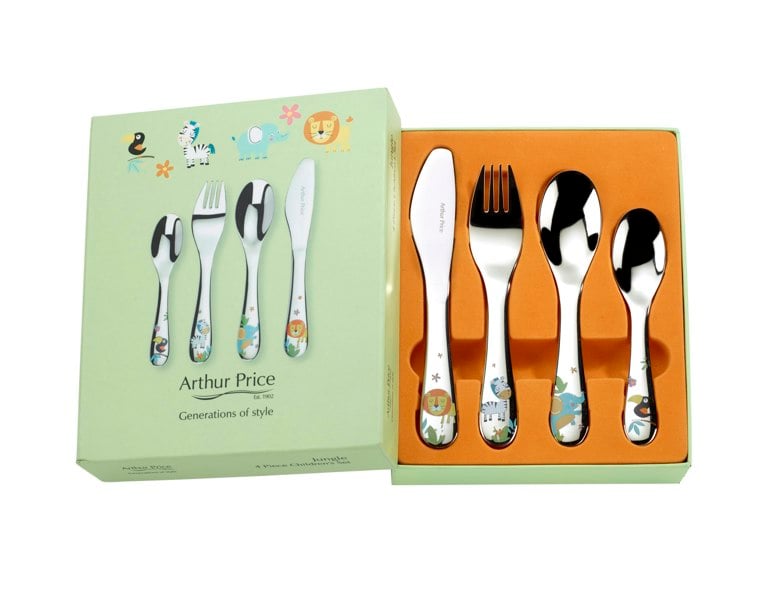 Arthur Price 'Jungle' Stainless Steel 4 Piece Children's Boxed Cutlery Gift Set