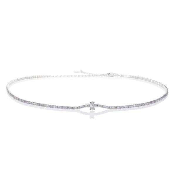 925 Sterling Silver Marquise Choker Necklace for Women with Cubic Zirconia Stones - namana.london