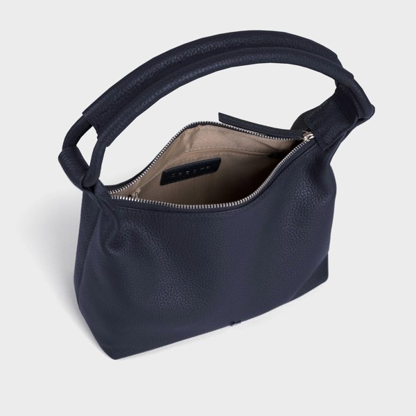 Assots London 'CITY BAG' Navy Soft Pebble Grain Real Leather Shoulder Bag