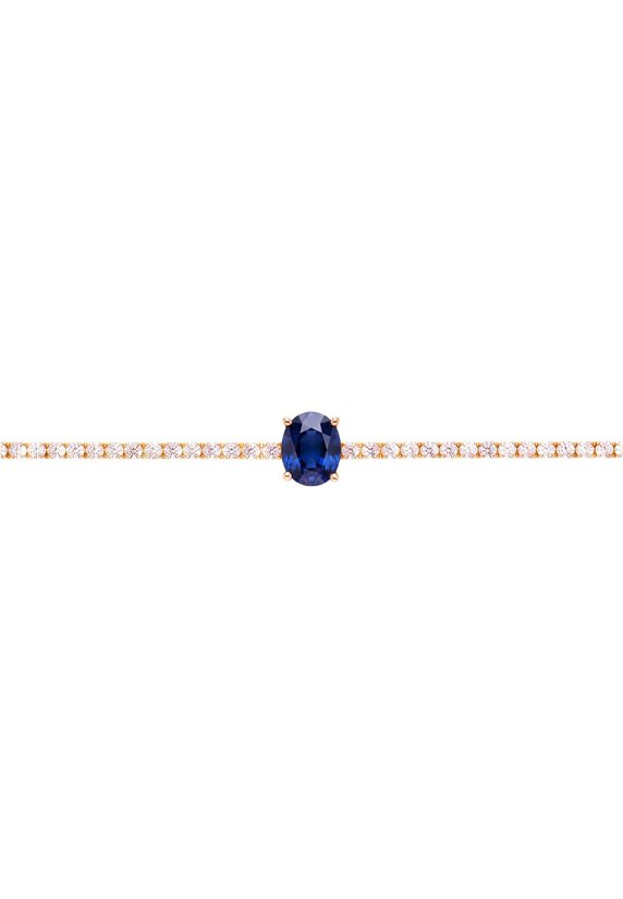 Latelita Garbo Oval Gemstone Tennis Bracelet Sapphire Gold