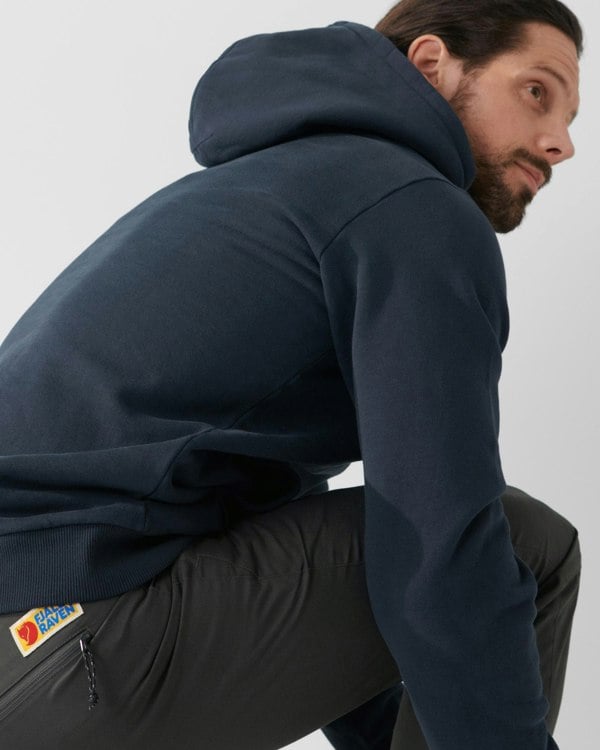 Fjallraven Logo Mens Hoodie - Dark Navy 555