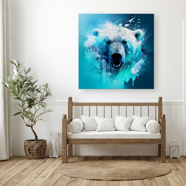 Warren Reed Polar Bear Face Splash Art Canvas