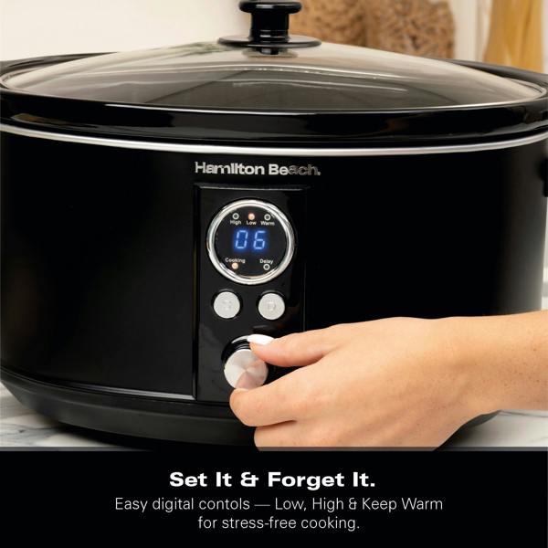 Hamilton Beach Digital 6.5L Oval Slow Cooker - Black