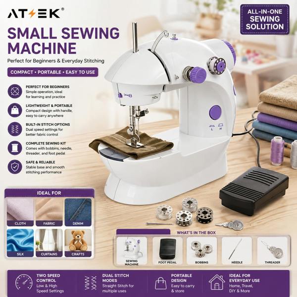 ATEK Mini Sewing Machine Portable Beginner Stitching Kit