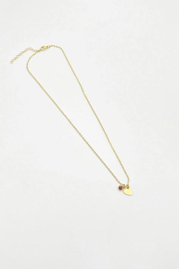 SVNX Mini Heart & Janurary Birthstone Necklace in Gold - Gift Boxed