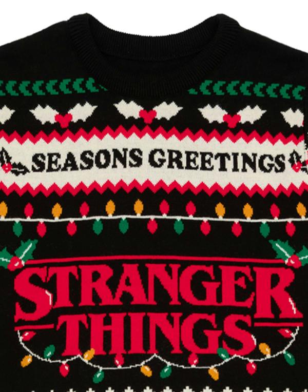 Vanilla Underground Stranger Things Unisex Black Logo Christmas Jumper