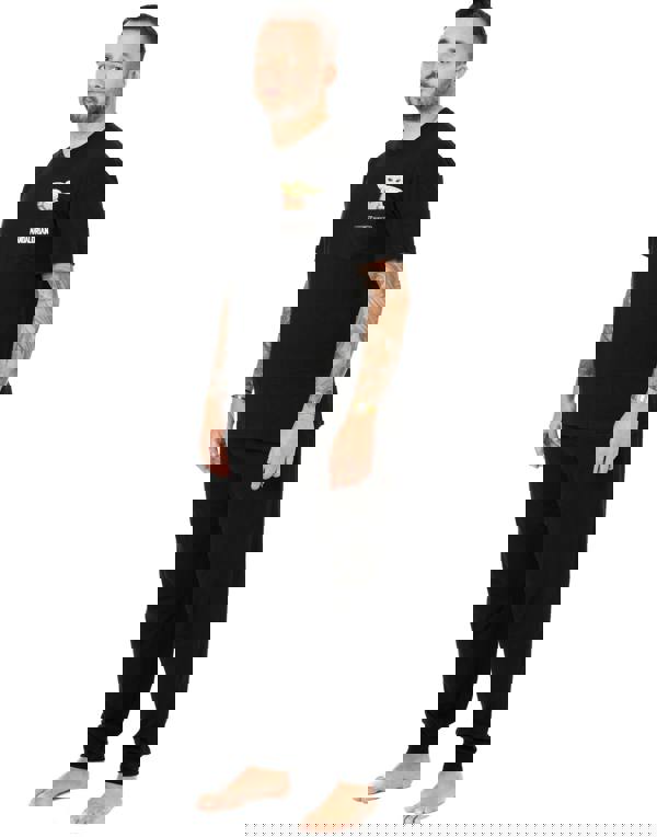 Star Wars Mens Black Grogu Short Sleeve Long Leg Pyjama Set