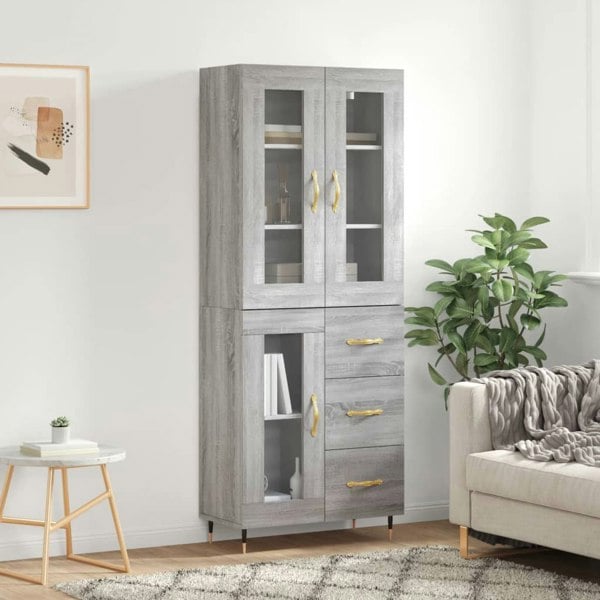 Berkfield Highboard Grey Sonoma 69.5x34x180 cm Engineered Wood