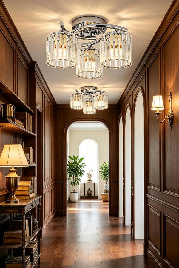 Living and Home 3-Light Ceiling Light with Glass Shade