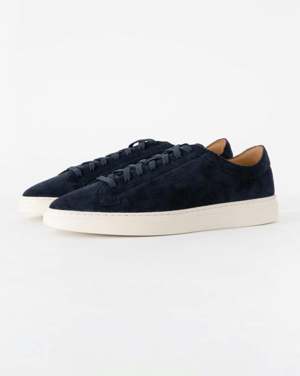 BOSS Orange Kieran Mens Suede Trainers with Embossed Logo - Dark Blue 401