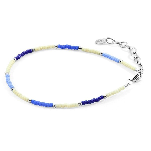 Anchor & Crew Blue - Off White Zoey Silver and Miyoko Glass Bracelet