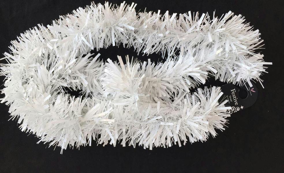 1.8m White Christmas Tinsel Garland and 4 Pack PVC Decorative Display for Seasonal Styling image 2