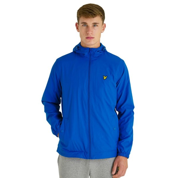 Lyle & Scott Branded Hooded Short Lightweight Jacket - Bright Blue