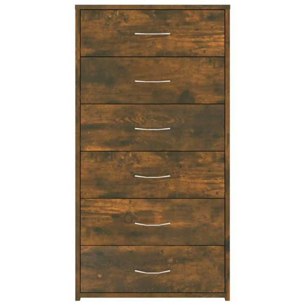 Berkfield Sideboard with 6 Drawers Smoked Oak 50x34x96 cm Engineered Wood