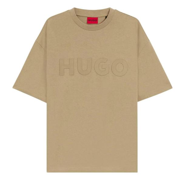 Hugo Mens Dinkee Logo Oversized T-Shirt - Beige - 