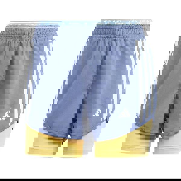 Adidas Womens/Ladies Own The Run 3 Stripes 2 in 1 Shorts - Blue