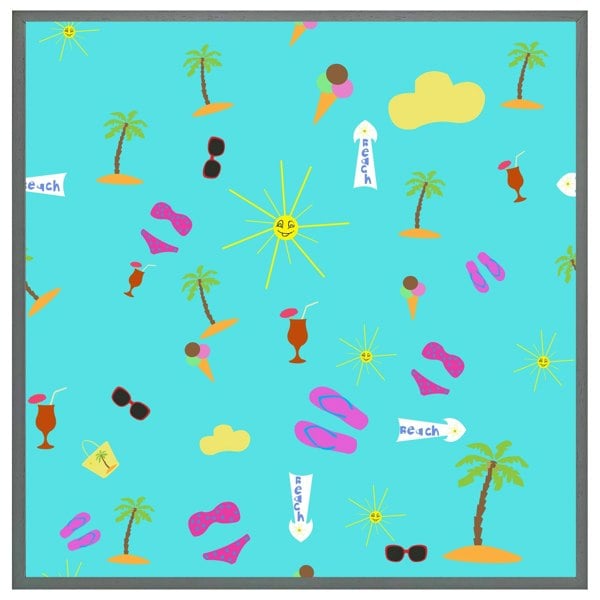 Benjamin Tate Design Beach cartoons (picture Frame)