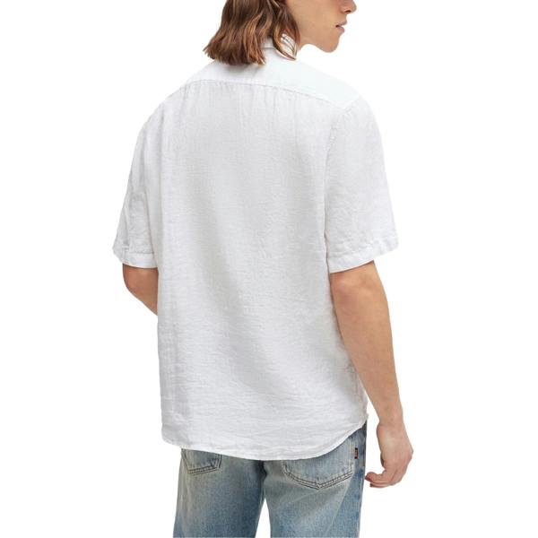 Boss Rash 2 Linen Short Sleeve Shirt - White