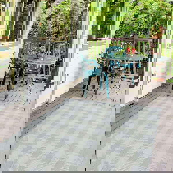 Grey Checkered Outdoor Rug | Garden Elegance | The Rugs