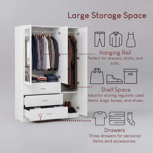 Vida Designs Riano 3 Door 3 Drawer Mirrored Wardrobe