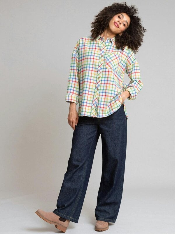 Kite Womens Organic Rainbow Leigh Oversized Flannel Check Shirt